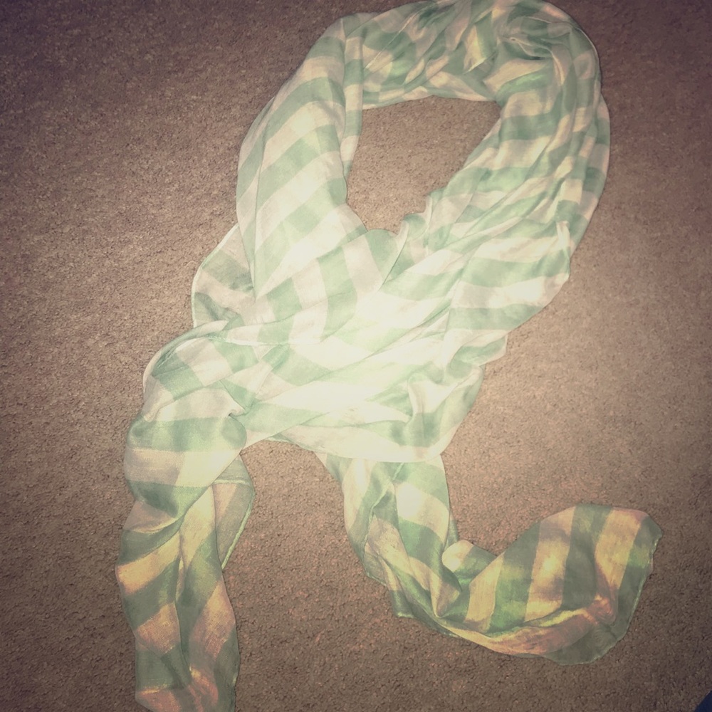 Mint green and white scarf